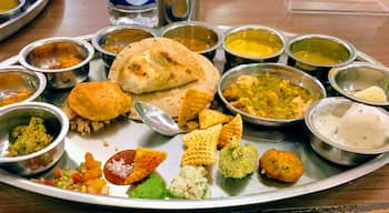 Presenting the good old Indian Thali. Literally meaning 'plate', the idea is to offer all the 6 different flavor profiles of sweet, salt, bitter, sour, astringent and spicy on one single plate.

Pictured here is a Vegetarian Rajasthani Thali that was subsequently wiped clean resulting in a most satisfactory food coma :) #GoodEats