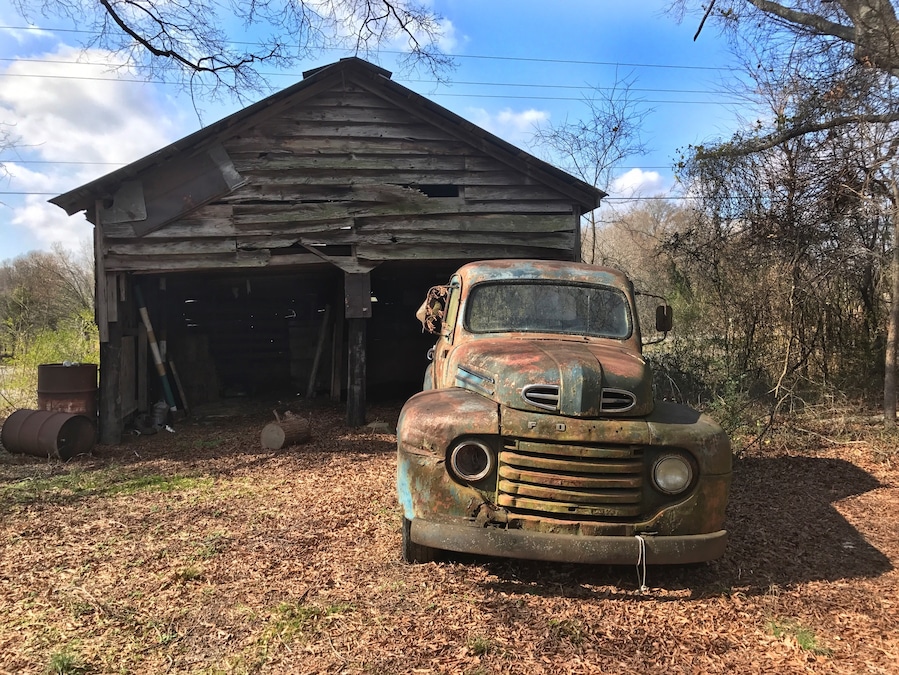 I found this just off of the 521 highway where an old barn was housing a very old Ford truck. But don’t look for it now because it’s gone