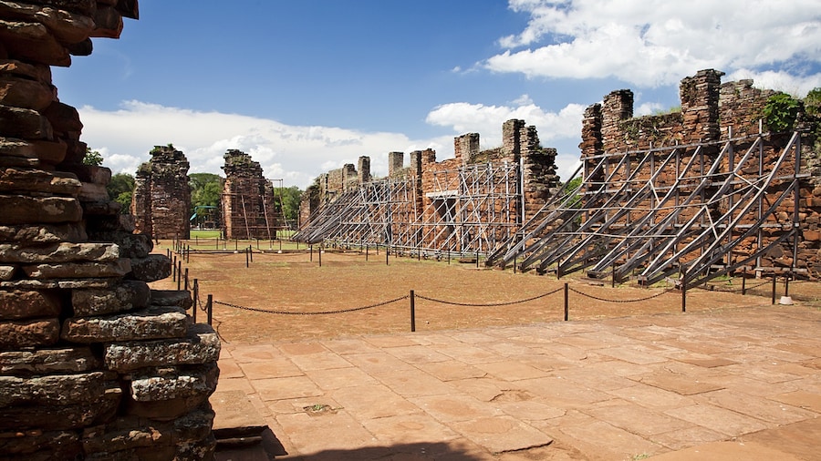 The red sandstone remains of the church at this 350 year old Jesuit mission are impressive. It once stood 30ft tall (10m) and covered an area 240ft long and 79ft wide