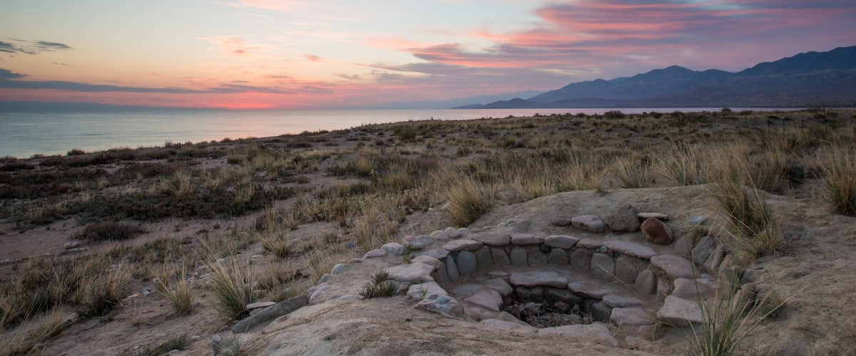 A perfect sunrise over the best BBQ spot. Bokonbayevo, Kyrgyzstan.