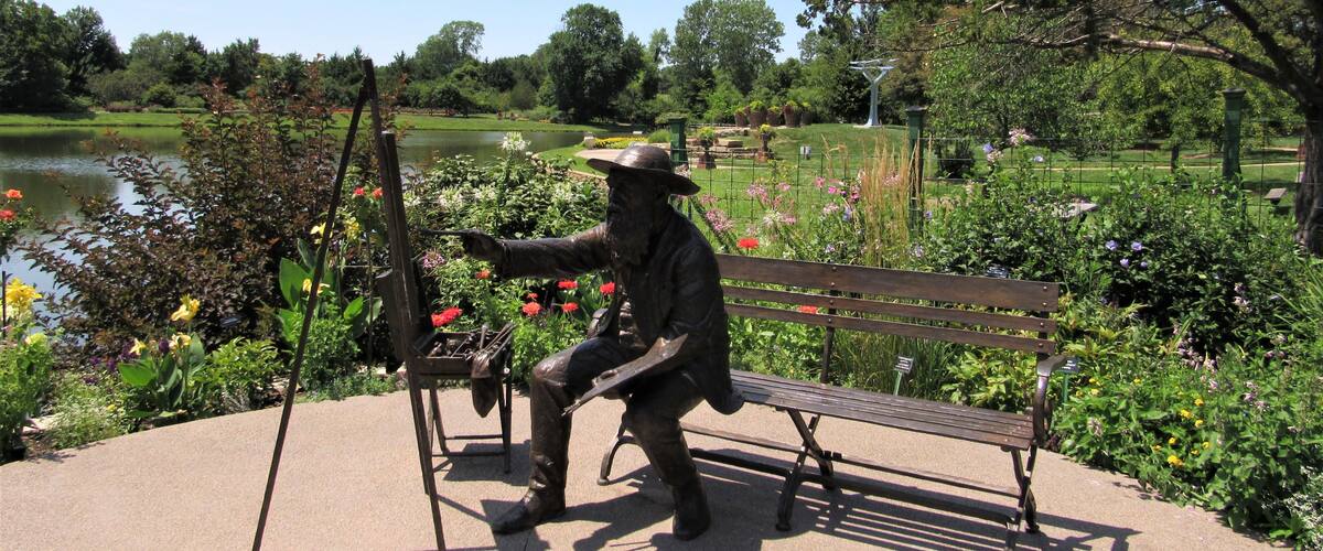 This is a beautiful Botanical gardens.  We didn't get a chance to walk all of the trails but the parts we did see displayed beautiful greenery, flowers, and sculptures, like the one in the picture, which only made the scenery even more beautiful.