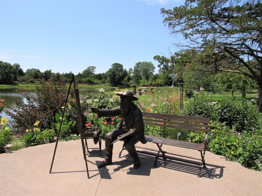This is a beautiful Botanical gardens. We didn't get a chance to walk all of the trails but the parts we did see displayed beautiful greenery, flowers, and sculptures, like the one in the picture, which only made the scenery even more beautiful.