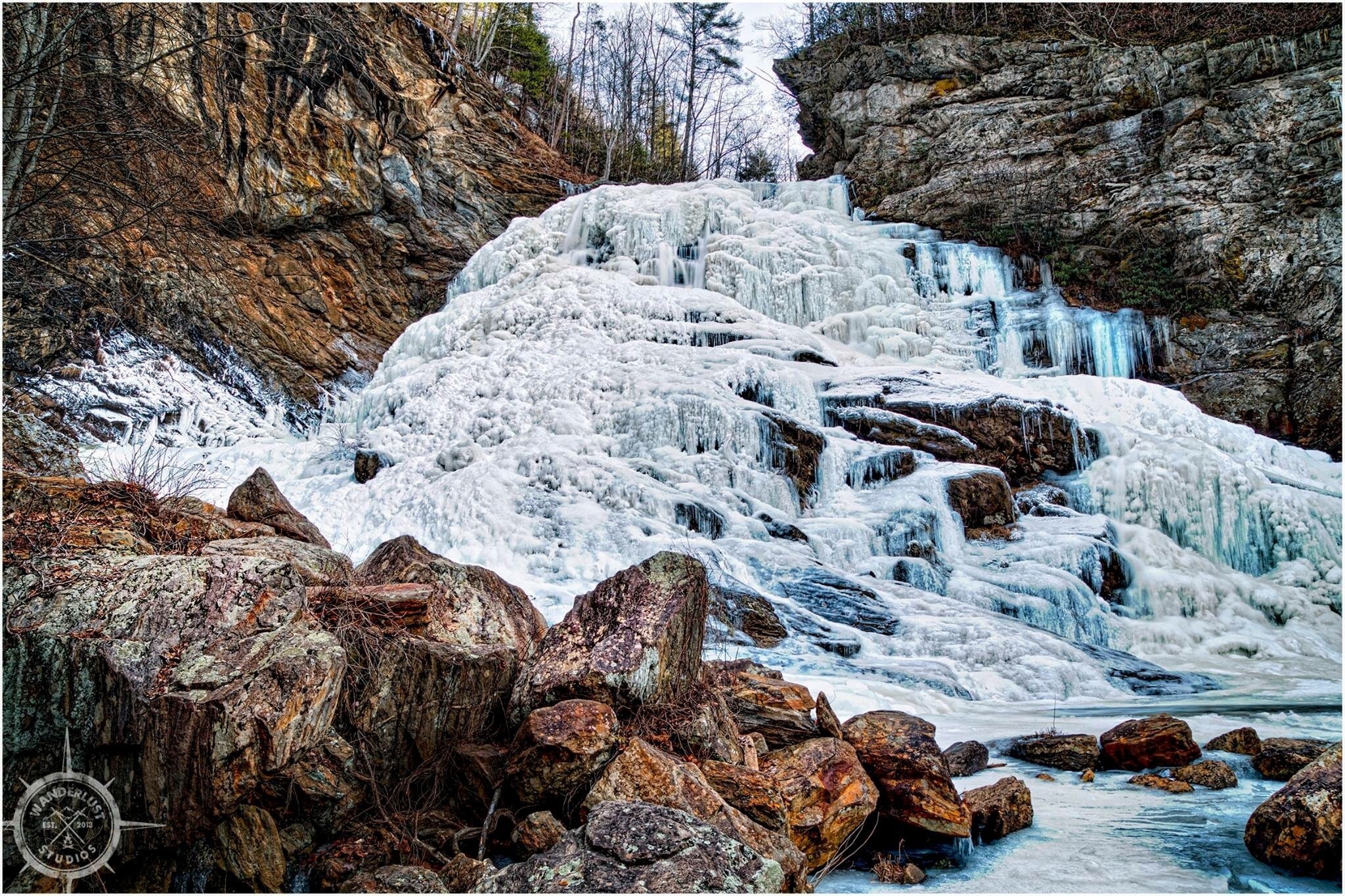 Cullasaja Falls, outside of Highlands NC, and 90% frozen over from the big freeze December 2017. 