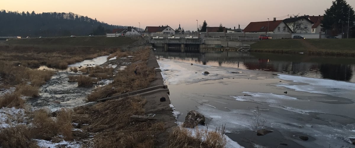 Sidewalk along the river Murg