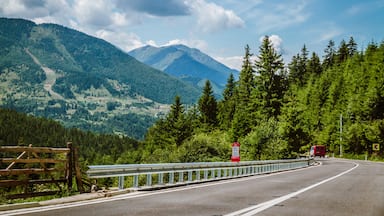 Alt. 1400 m, perfect road and beautiful scenery. Prislop Pass in the north of Romania, crossing Rodna Mountains. You can stop in Borsa for a night or two and explore the mountains around the resort or even use the chairlift that takes you near a very beautiful waterfall - Cascada Cailor.