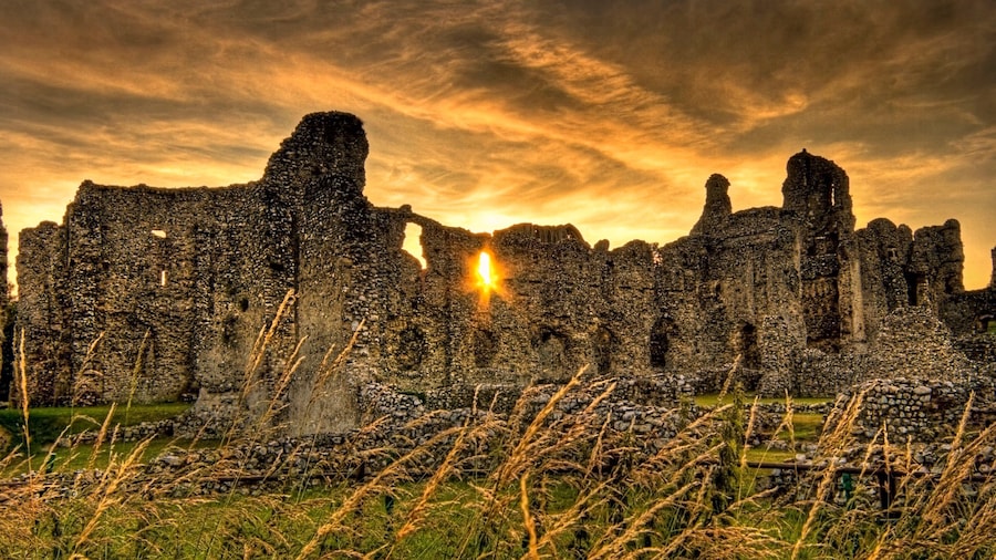Sun setting behind the priory