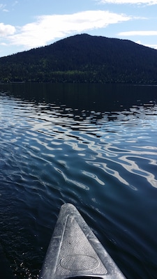 Kayaking at a lake near Barkerville. Beautiful view and the perfect size for a few hours of fun #waterlust