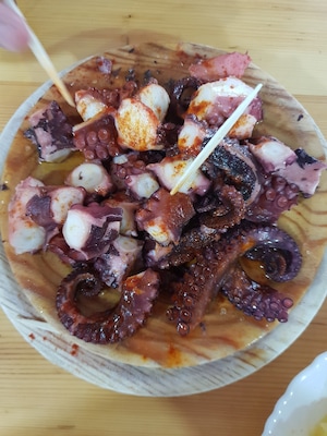 Time to sample some of the local foods!!! Octopus !!!