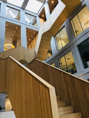 A staircase with an Escher design makes waiting for any appointment very worthwhile.