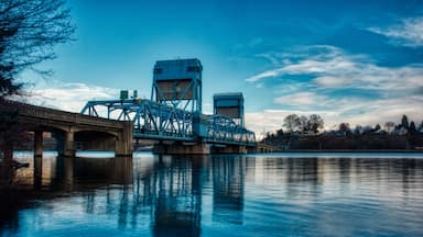 On a calm December day captured this image of the Snake River Bridge from Clarkston, Washington.