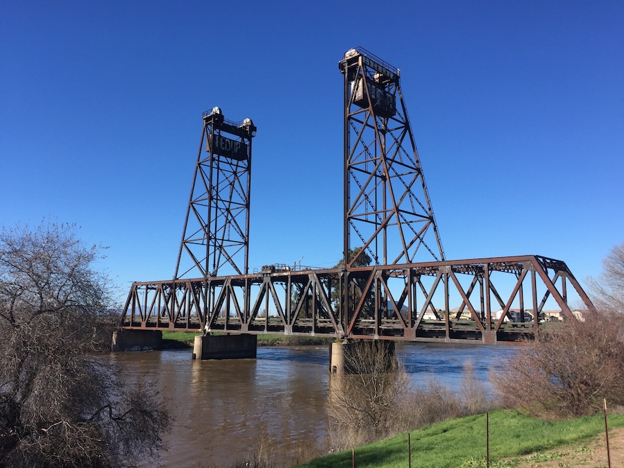 History all around us! This bridge may not look like much, but it has quite the history. Completed in September of 1869 it spanned the San Joaquin river and officially connected Oakland, CA to Sacramento, CA completing a critical section of the Transcontinental Railroad, four months after the historic meeting at Promontory Point in Utah. It wasn't until a bridge was completed in 1873 across the Missouri River connecting Council Bluffs and Omaha that the country would be truly linked by Railroad!