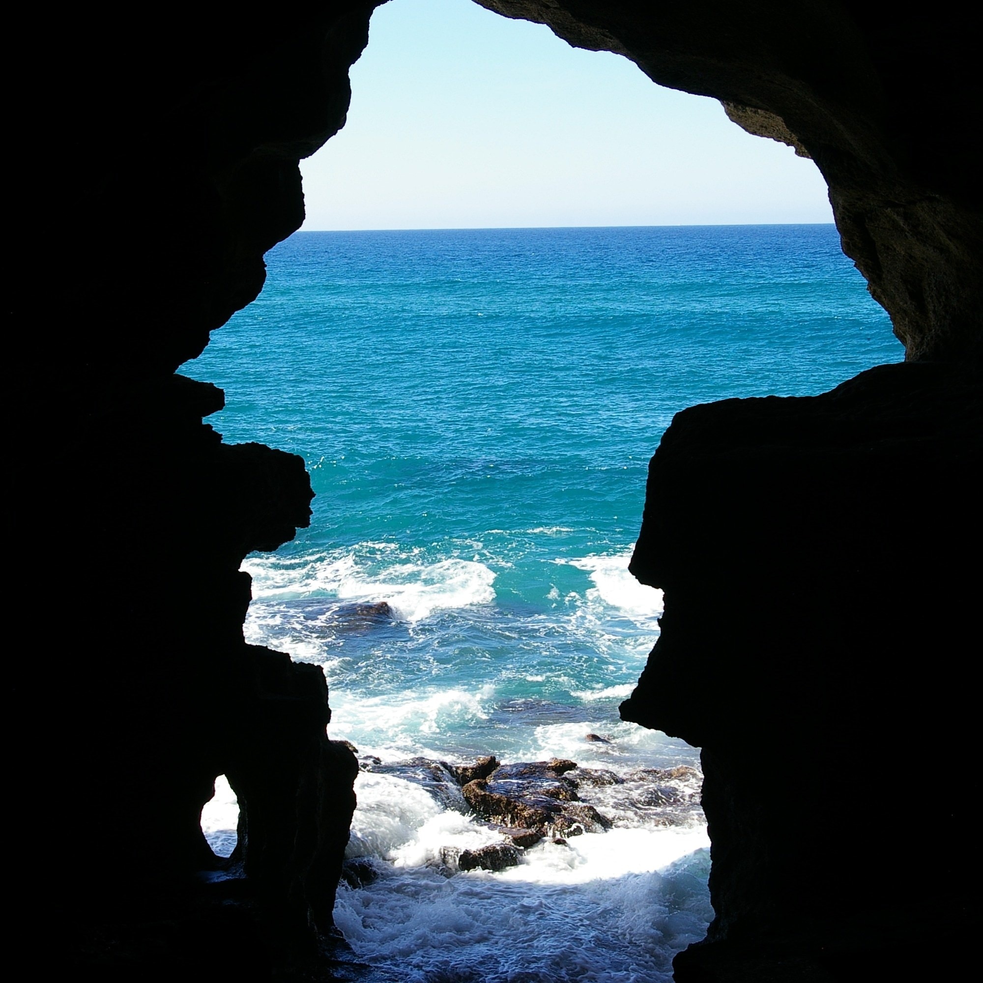 Unique sea window in the Cave of Hercules