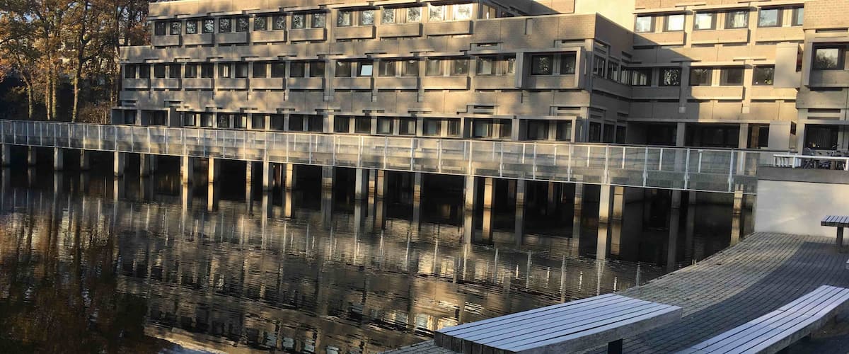 The architects clearly had a lake in mind when they designed this building.