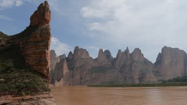 View of the Bingling Stone Forest and the Yellow River