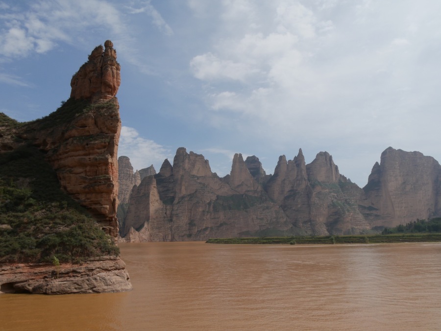 View of the Bingling Stone Forest and the Yellow River