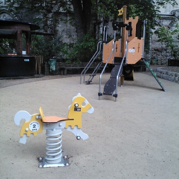 Medieval themed play area in the park adjacent to the Cluny Museum. 