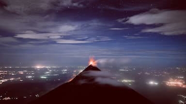 what a perfect night on #volcanacatenango close to Antigua Guatemala. we had our camp set up inside the crater, fought the most gusty winds I have ever seen but finally got this amazing view of #volcanfuego erupting lava into the dark night. all worth it!