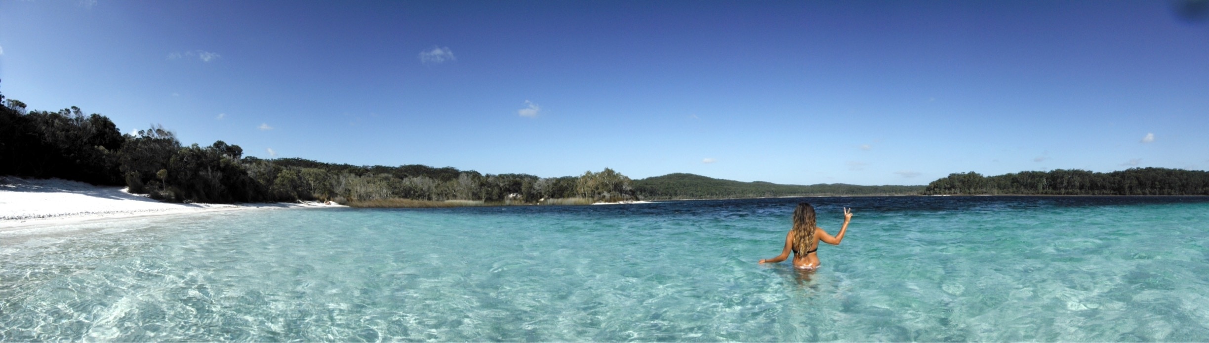 On Fraser Island this is a freshwater lake that takes a 4wd to get to... Crystal clear water !