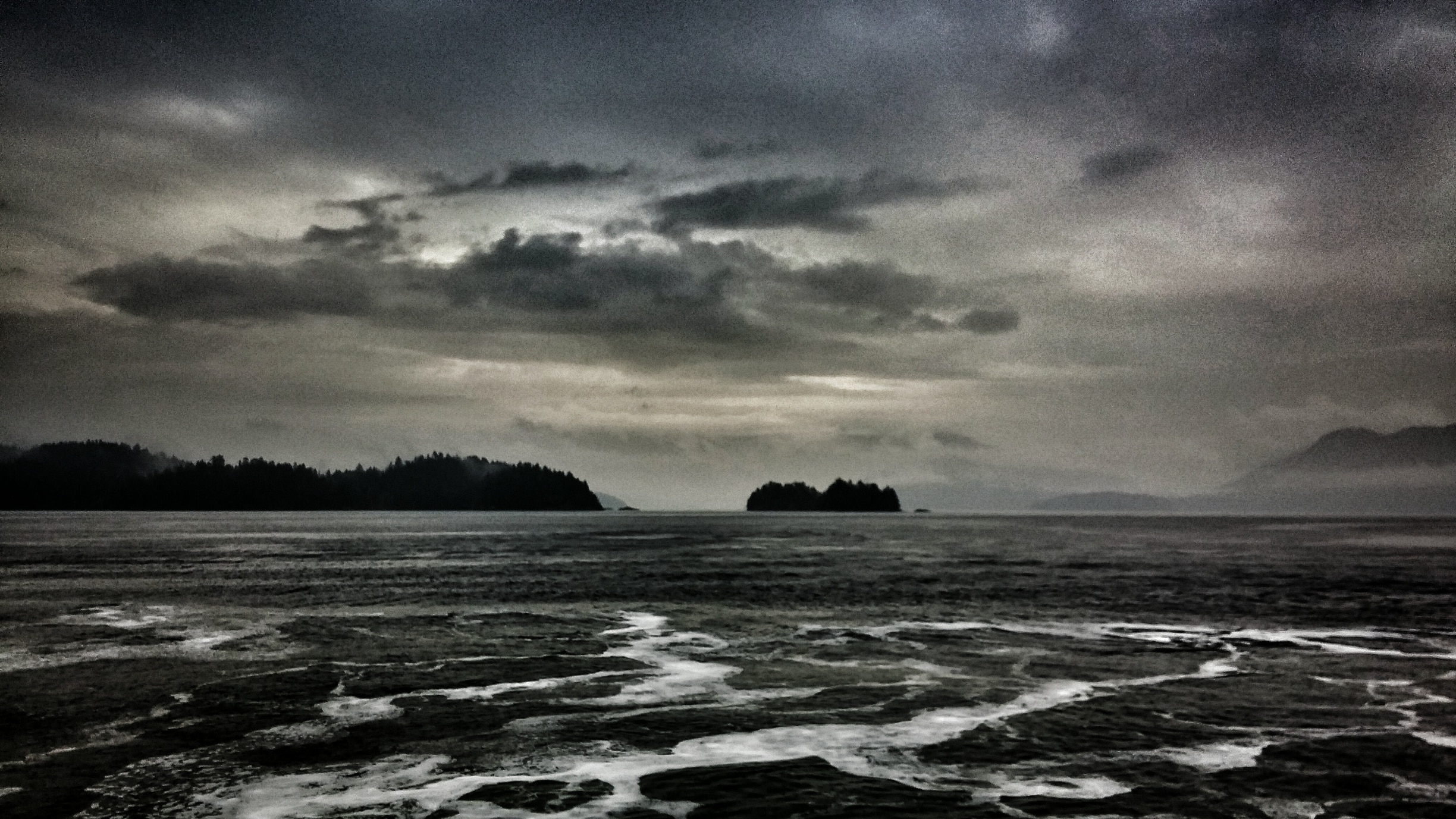 On the ferry headed to the Sunshine Coast. The view was incredible despite it being cloudy and showers.