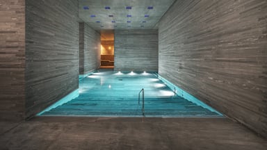 Design: Peter Zumthor, built between 1993 and 1996
One of the most iconic works of the 2009 Pritzker Prize winner Peter Zumthor, Therme Vals is built from locally quarried Quarzite over the only thermal spring in Graubünden.