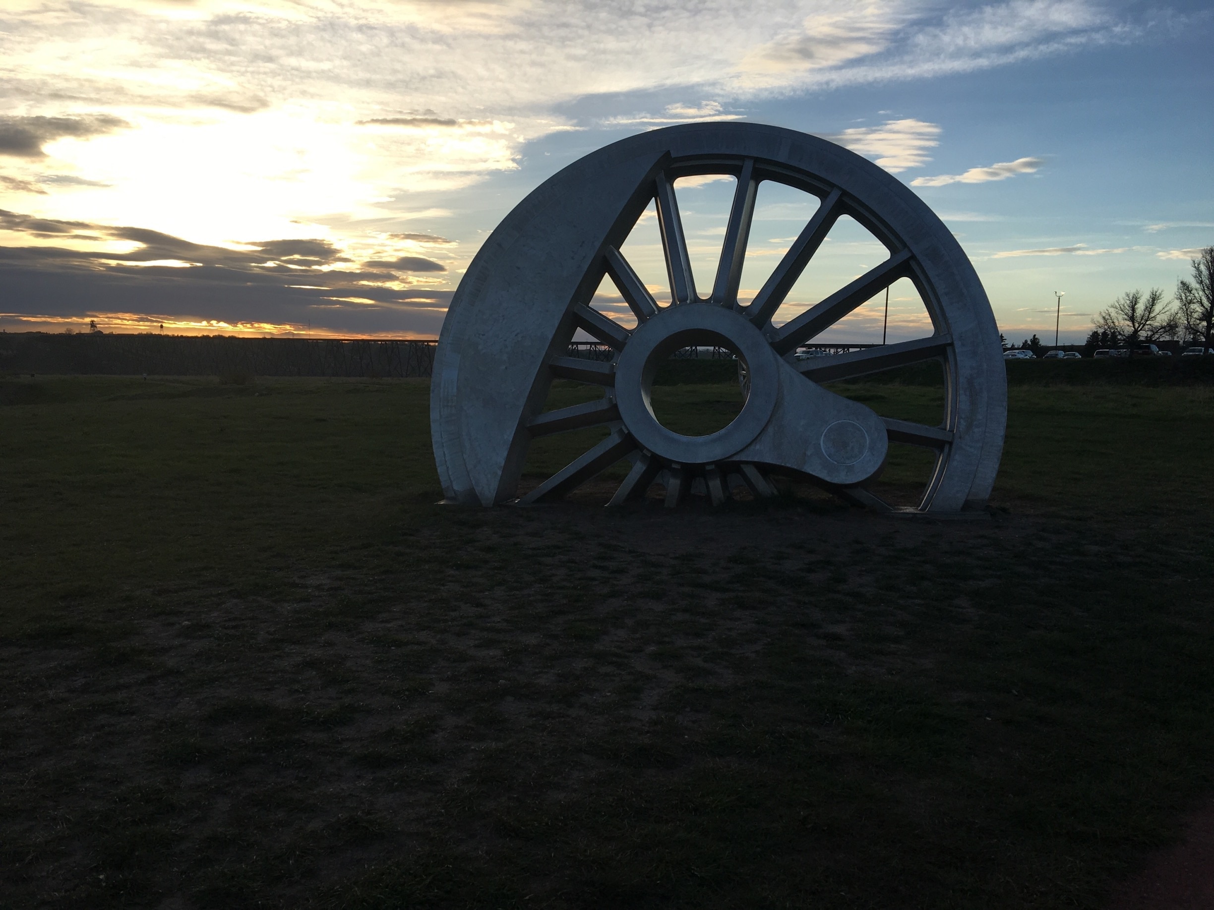 There's a path out behind the museum that leads to Indian Battle Park, you I'll find these giant wheels along the way.