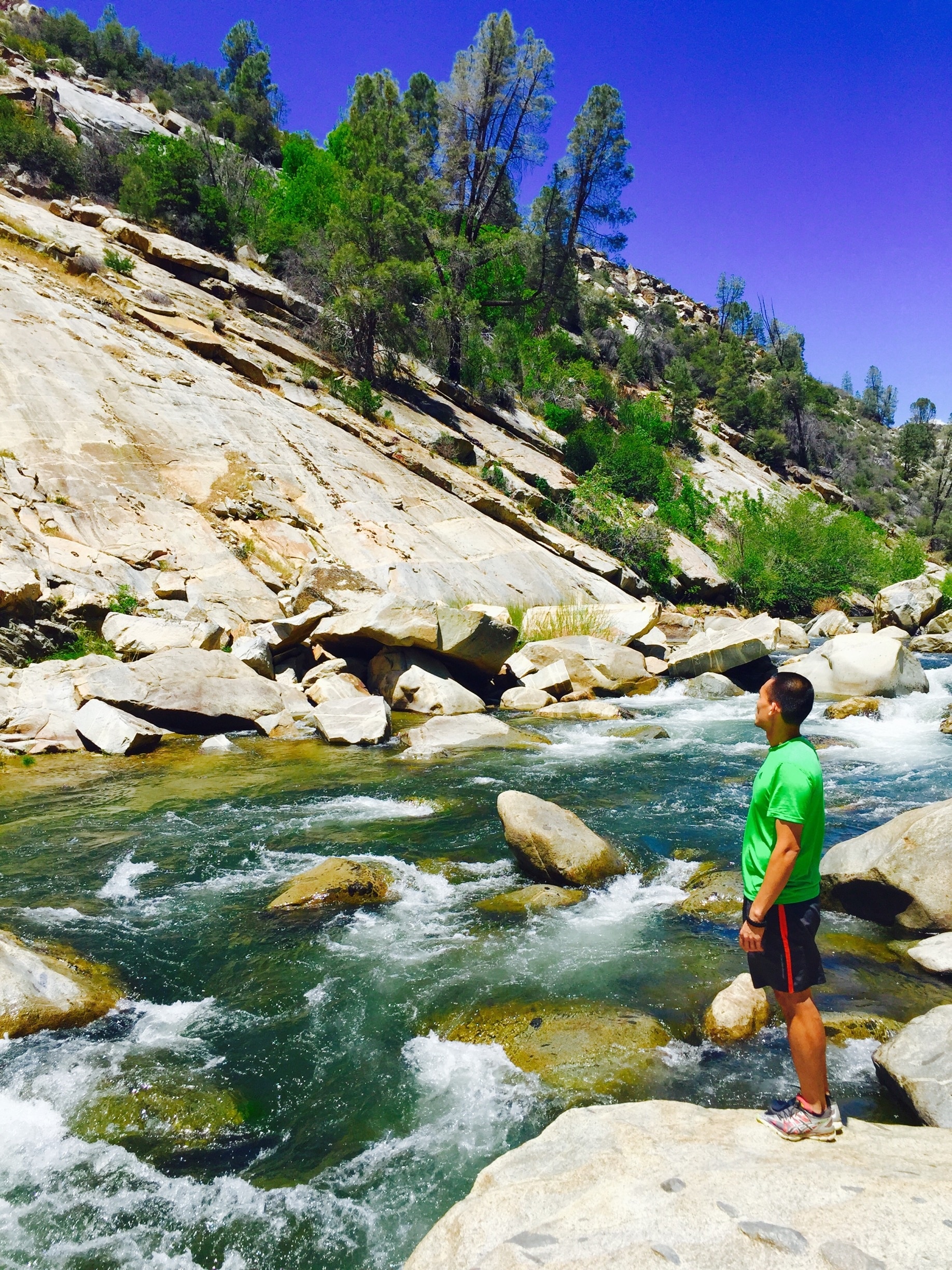 Kernville, CA 
Though, the water is low--nothing stops a hiker from continuing his journey. #hiking #nature #adventure 