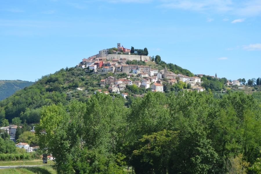 Very quite pedestrian village, which is accessible only by shuttle bus, just leave your car parked in the underneath car park, and explore this small hilly village on foot. Stumbled upon this village whilst driving towards Rovinj in Croatia.