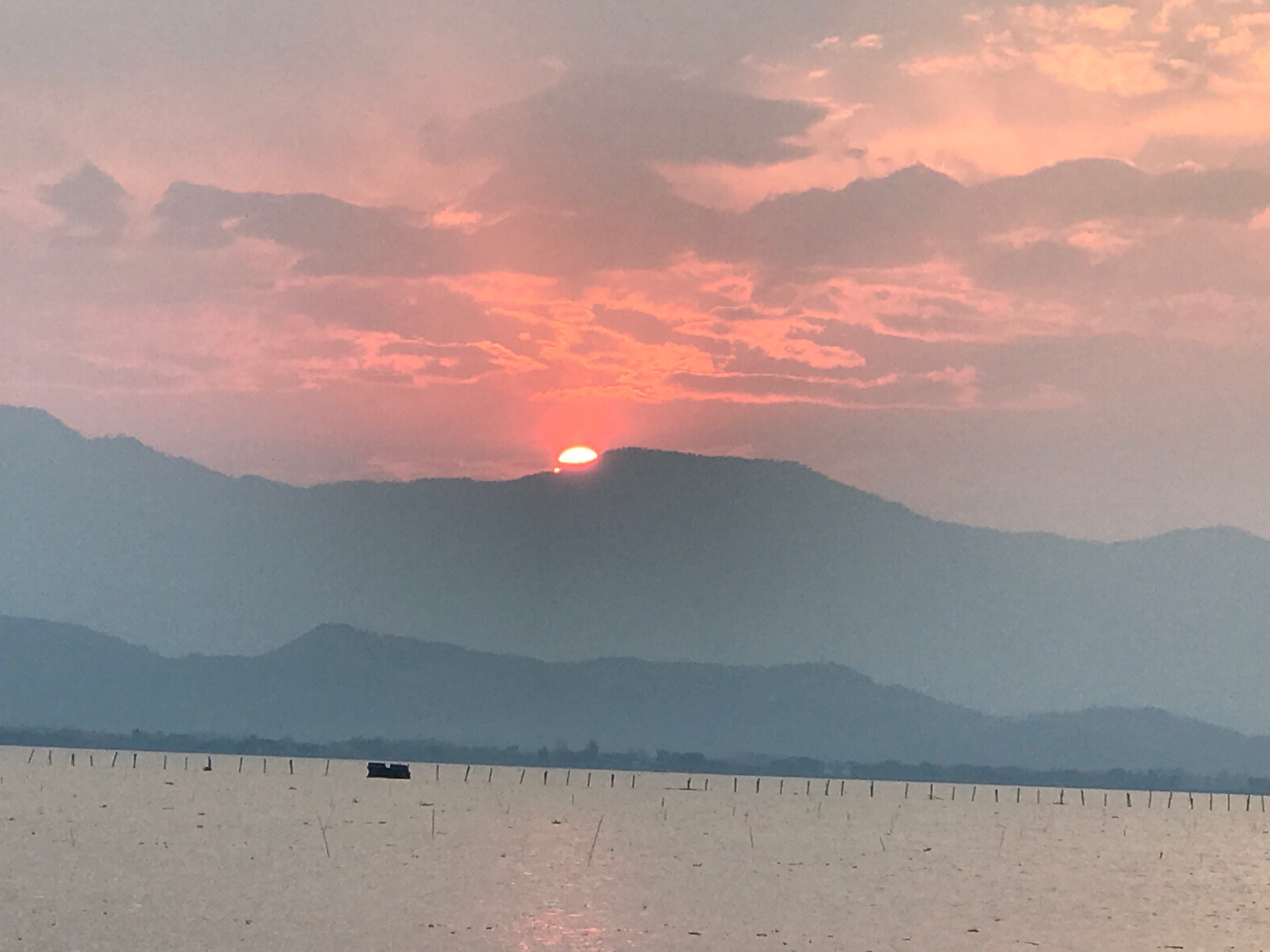 Sunset at Phayao lake, Phayao province in the northern of Thailand neighboring of Chiengrai province.