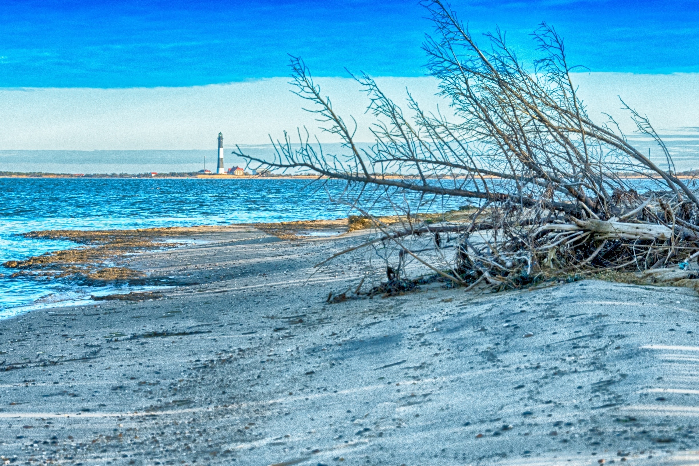 This is a view of Fire Island Lighthouse from the beaches of Captree State Park. 