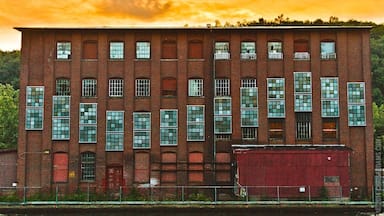 An amazing old mill along the power canal. Old factories line the entire canal and makes for a beautiful view at sunset.