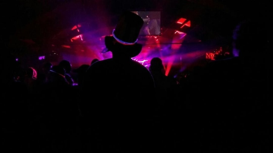 The glow of the lights at the Grateful Garcia Gathering music festival.