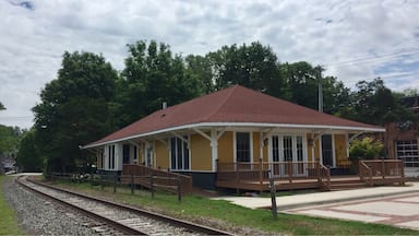 Built in 1906 Tryon's train depot is now an event space and the tracks are no longer in use. 