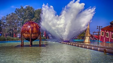Enjoying a day on Thorpe Park. This theme park is located in Surrey, England. Was built in 1979 in a spot which was partially flooded, creating a water-based theme. #Colorful