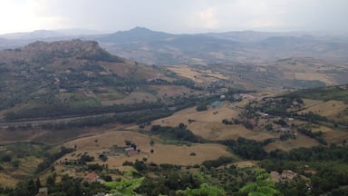 Outlook from Enna, the interior of Sicily, as a thunderstorm passes by..