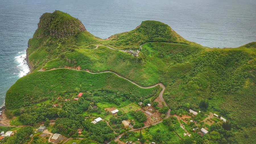Drone shot over Kahakuloa Maui
