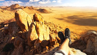 Me having a good time during #goldenhour in Namibia. If you happen to find yourself in this part of the world I can recommend staying at the Desert Horse Campsite. The #hiking trails in the area are fabulous and it's only a short distance from the coast. Watching the sun set from atop the large rock formations in the area is a must!