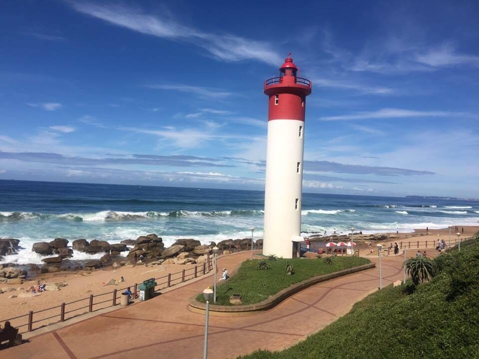 Lighthouse at umhlanga beach in umhlanga, South Africa.