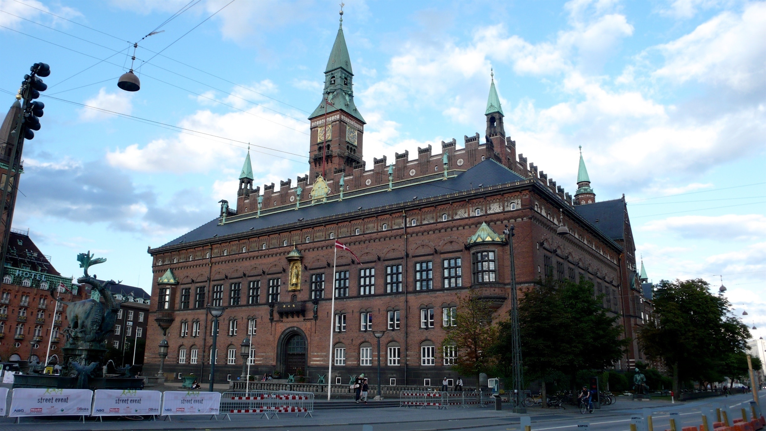 Copenhagen City Hall is the headquarters of the municipal council as well as the Lord mayor of the Copenhagen Municipality, Denmark. The building is situated on City Hall Square in central Copenhagen.
