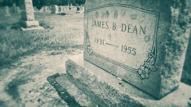 James Dean's grave in Fairmont, Indiana. 
