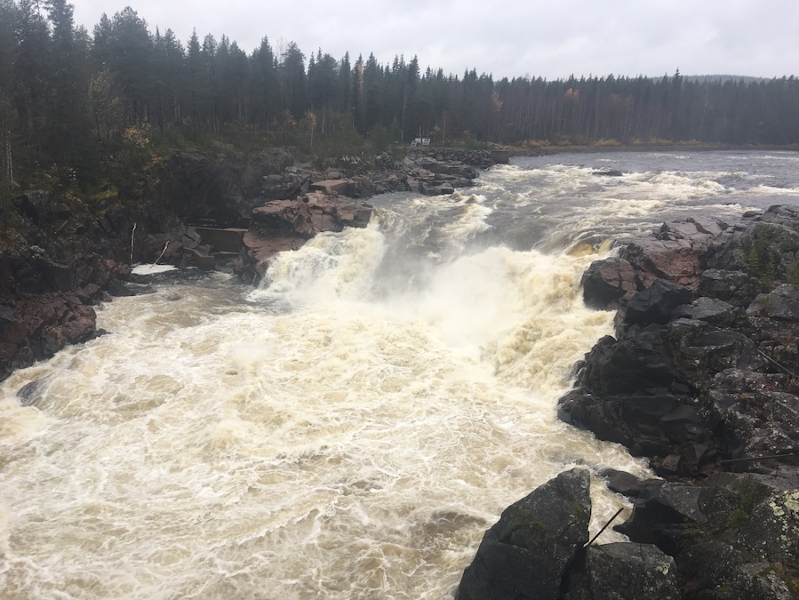Largest waterfall in the river Kalixälven in north of Sweden.