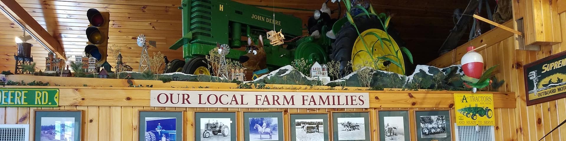 Some of the farm paraphernalia inside the restaurant.
