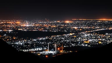 A view of the city at night.  