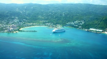 Beautiful aerial view of Montego Bay with a cruise ship in port. We stayed at the couples only, all-inclusive Couples Ocho Rios resort for 3 days and this was on our way to 4 days at the Couples Negril resort. I highly recommend both of the resorts. 
