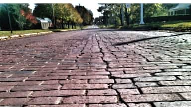 This is a rare example of a brick road still in use.  Here in Michigan, and the Midwest, most brick roads have gone by the wayside due to the brutal winters and freeze/thaw cycles inherent to this part of the country.

For example, in the early 1900s, most of the streets in the city of Grand Rapids, Michigan were paved with brick. Today, there are only about 20 blocks of brick paved streets remaining (totalling less than 0.5 percent of all the streets in the city limits). -wiki

#PureMichigan #roads #roadto 