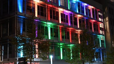 Nicely illuminated Building at the "Recklinghausen lights" event taking place every year end of October.