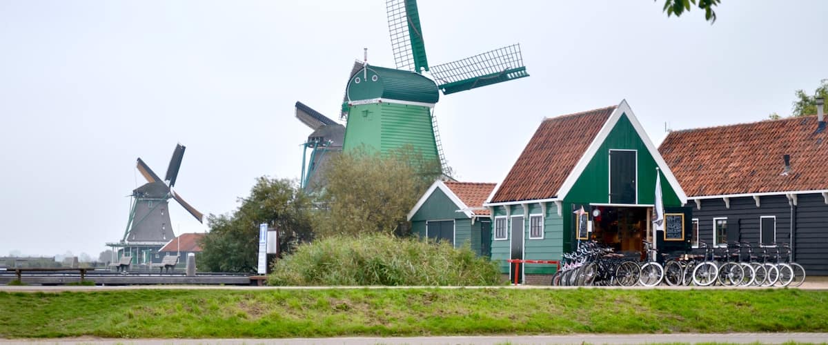 The windmills in Zaanse Schans Holland.