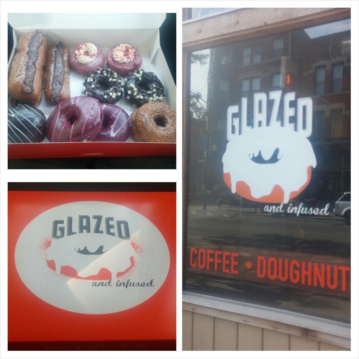 An unbelievably outstanding doughnut destination!! A dozen wasn't enough! This twelve pack includes; maple bacon long john, red velvet cream cheese, chocolate to the fourth degree, banana Boston creme, blueberry lemon and coffee glazed buttermilk!