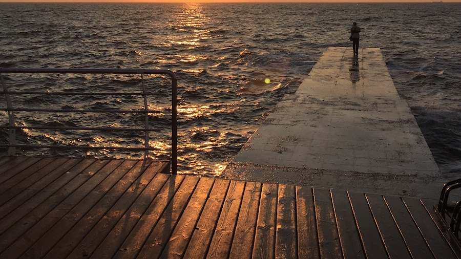 Sunrise on the Black Sea, after walking around the city all night.