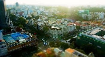 The surprisingly mix of modern and colonial architecture in Ho Chi Minh City. View from the observation deck of the Pan Pacific Hotel. #goldenhour