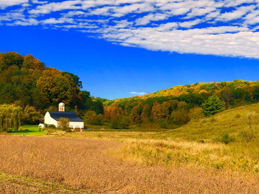 A nice little house out in the country backroads of Wisconsin during fall